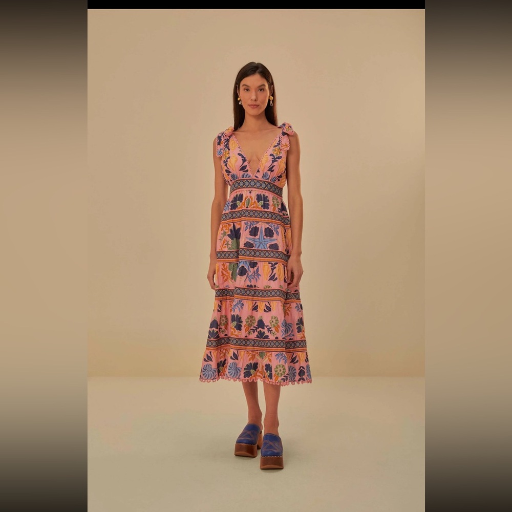 Pink Seashell Tapestry Midi Dress
